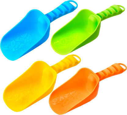 Beach Sand Shovels for Kids - 4 Packs Shovels Colorful Scoops Travel Sand Toys for Toddlers Kids Outdoor Digging Play, Heavy Duty Plastic Garden Planting Shovels Spades Sets Sandbox Toys