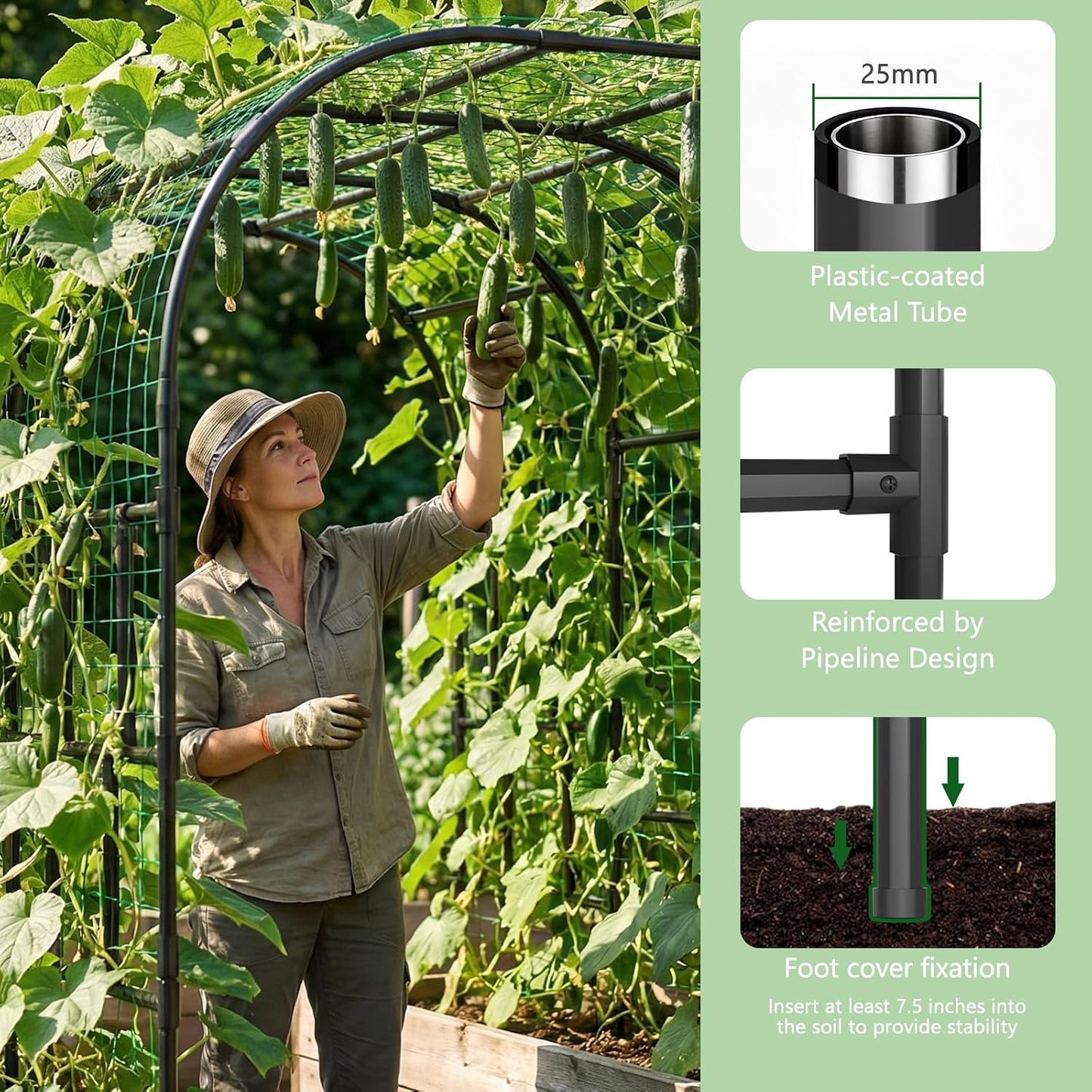 87in H Tall Garden Arch Trellis for Climbing Plants Outdoor