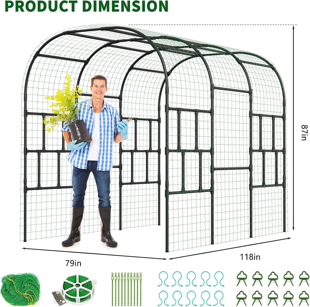 87in H Tall Garden Arch Trellis for Climbing Plants Outdoor