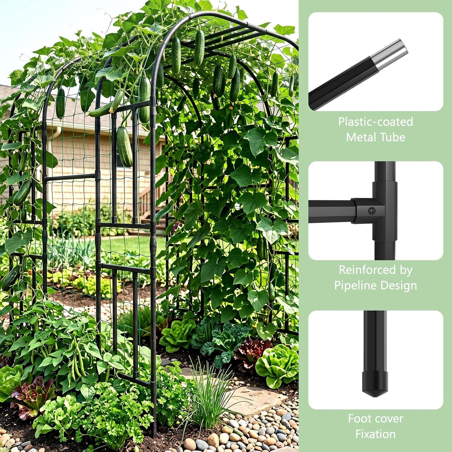 87in H Tall Garden Arch Trellis for Climbing Plants Outdoor
