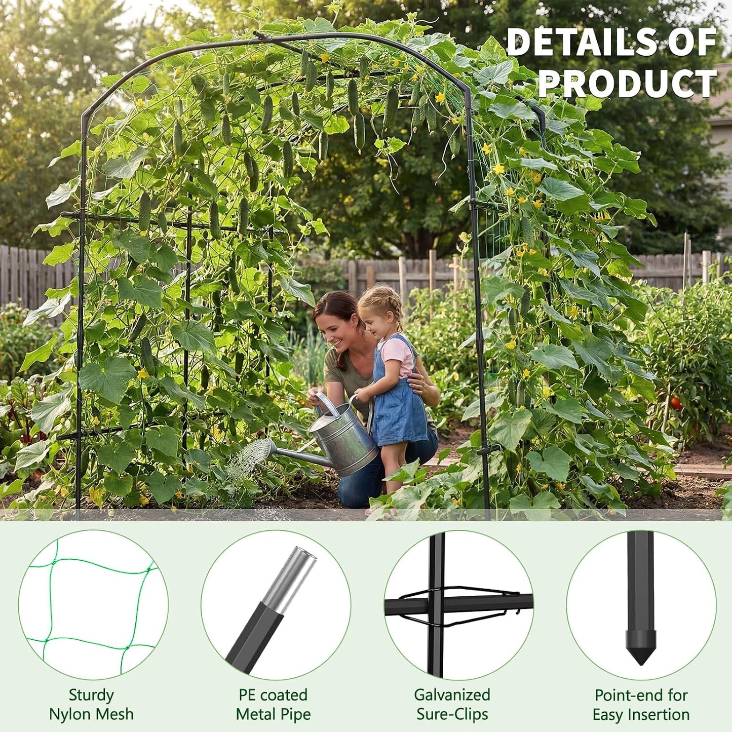 87in H Tall Garden Arch Trellis for Climbing Plants Outdoor