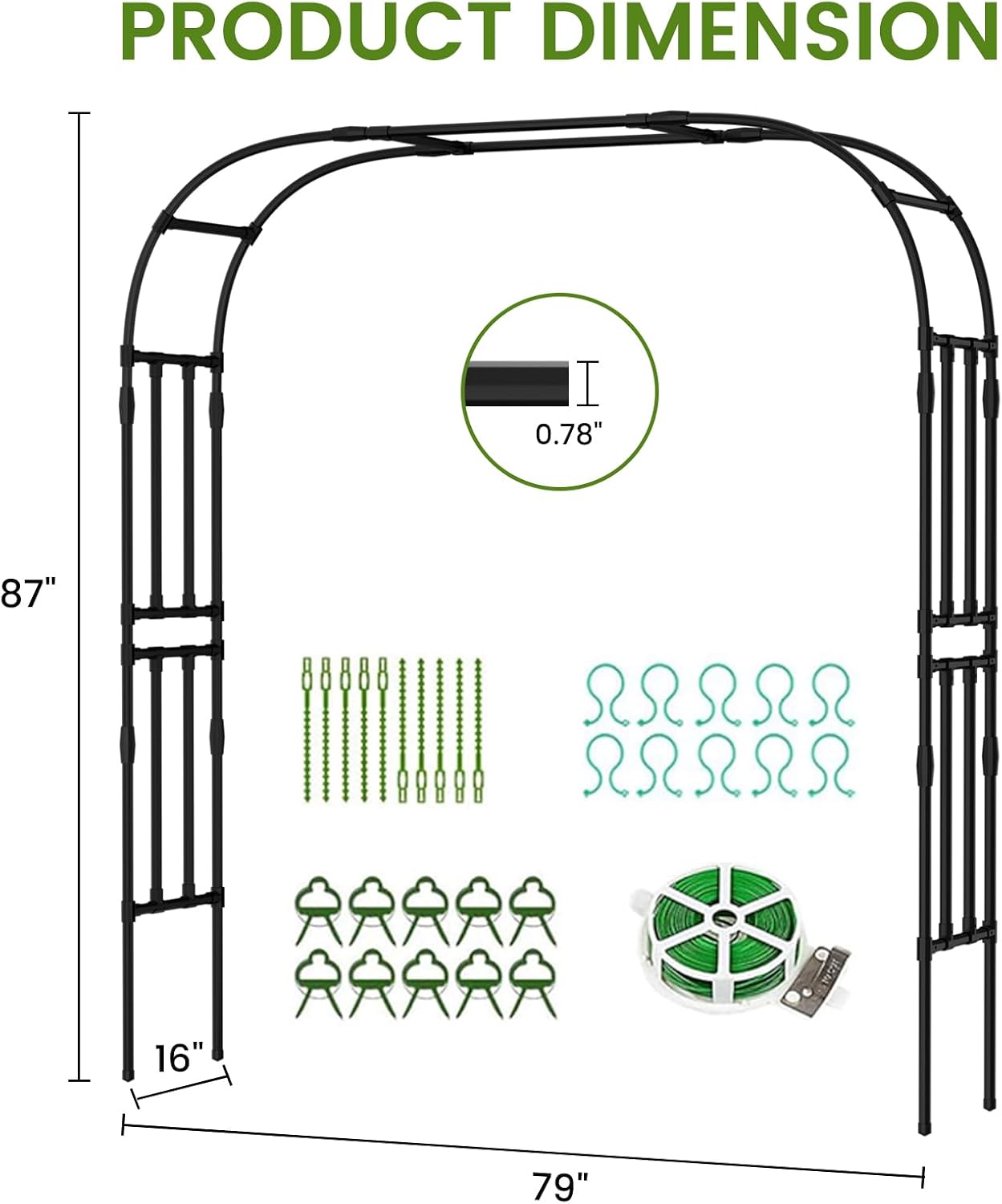 87in H Tall Garden Arch Trellis for Climbing Plants Outdoor