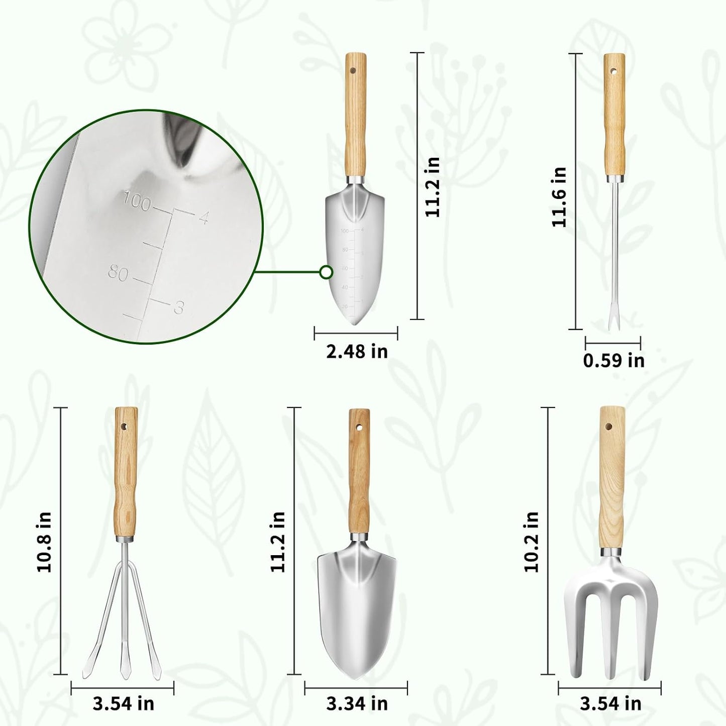 Garden Tool Set,Premium 5 Pcs Heavy Duty Gardening Hand Tool Set