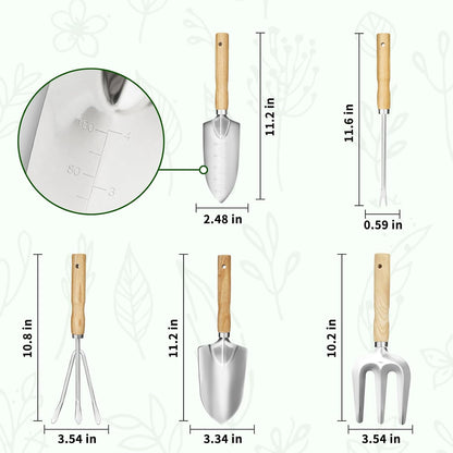 Garden Tool Set,Premium 5 Pcs Heavy Duty Gardening Hand Tool Set