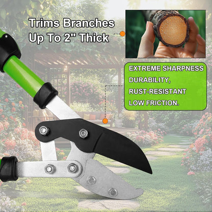2Pcs High Carbon Steel Bypass Hand Loppers & SK5 Pruning Shears Set
