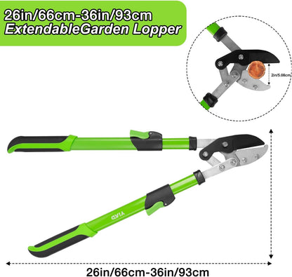 2Pcs High Carbon Steel Bypass Hand Loppers & SK5 Pruning Shears Set