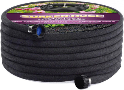 Soaker Hose 75ft - 5/8 Round Rubber Garden Soaker Hoses, Heavy Duty Irrigation Drip Hose, Water Seeper Soaking Hose for Gardens, Flower Beds And Lawn Yard