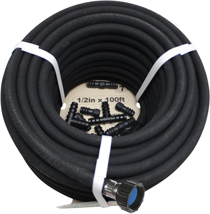 Soaker Hose 75ft - 5/8 Round Rubber Garden Soaker Hoses, Heavy Duty Irrigation Drip Hose, Water Seeper Soaking Hose for Gardens, Flower Beds And Lawn Yard