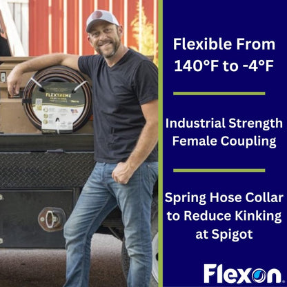 Flextreme Pro 5/8" x 100ft Performance Rubber Garden Hose – Heavy-Duty, Kink-Resistant, All-Weather Flexibility, Industrial-Grade Couplings, Durable Outdoor Watering Hose for Lawn & Garden