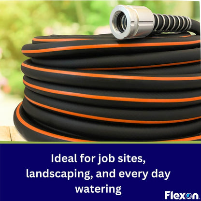 Flextreme Pro 5/8" x 100ft Performance Rubber Garden Hose – Heavy-Duty, Kink-Resistant, All-Weather Flexibility, Industrial-Grade Couplings, Durable Outdoor Watering Hose for Lawn & Garden