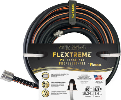 Flextreme Pro 5/8" x 100ft Performance Rubber Garden Hose – Heavy-Duty, Kink-Resistant, All-Weather Flexibility, Industrial-Grade Couplings, Durable Outdoor Watering Hose for Lawn & Garden