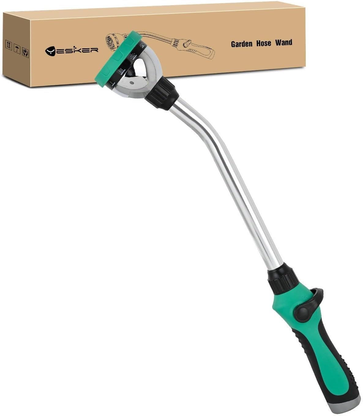Watering Wand for Garden Hose, 19 Inch, 10 Spray Patterns, Garden Hose Nozzle with Thumb Flow Control, Ideal for Water Plant, Shrubs and Yard