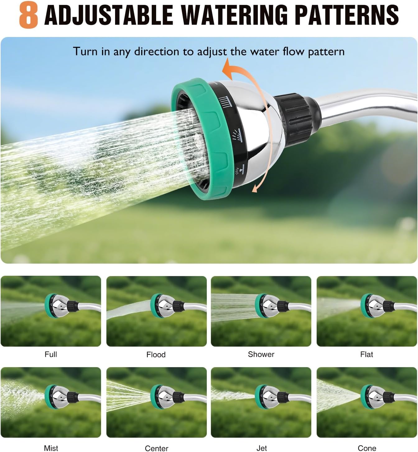 Watering Wand for Garden Hose, 19 Inch, 10 Spray Patterns, Garden Hose Nozzle with Thumb Flow Control, Ideal for Water Plant, Shrubs and Yard