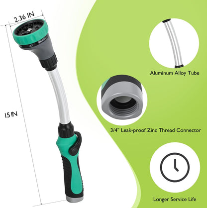 Watering Wand for Garden Hose, 19 Inch, 10 Spray Patterns, Garden Hose Nozzle with Thumb Flow Control, Ideal for Water Plant, Shrubs and Yard