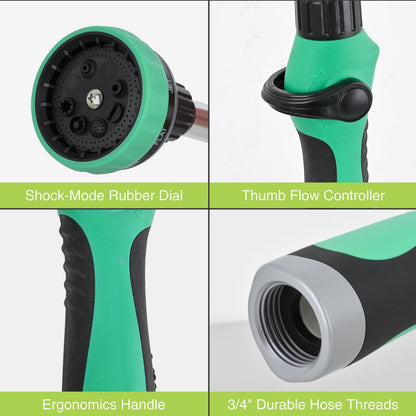 Watering Wand for Garden Hose, 19 Inch, 10 Spray Patterns, Garden Hose Nozzle with Thumb Flow Control, Ideal for Water Plant, Shrubs and Yard
