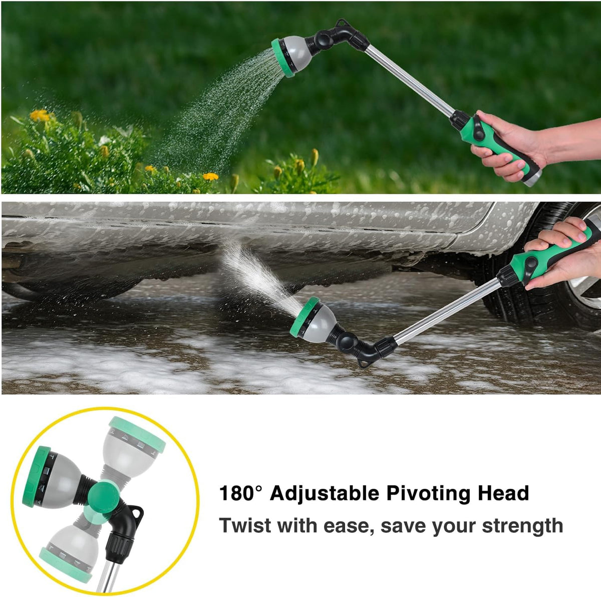 Watering Wand for Garden Hose, 19 Inch, 10 Spray Patterns, Garden Hose Nozzle with Thumb Flow Control, Ideal for Water Plant, Shrubs and Yard