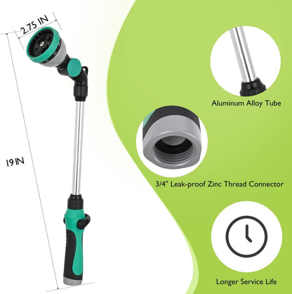Watering Wand for Garden Hose, 19 Inch, 10 Spray Patterns, Garden Hose Nozzle with Thumb Flow Control, Ideal for Water Plant, Shrubs and Yard