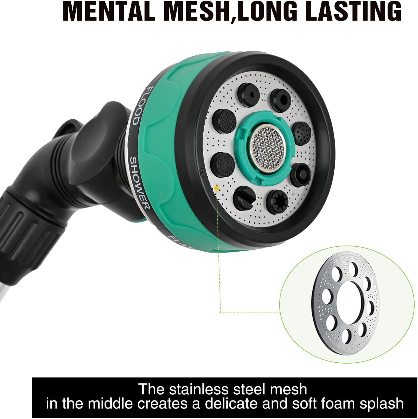 Watering Wand for Garden Hose, 19 Inch, 10 Spray Patterns, Garden Hose Nozzle with Thumb Flow Control, Ideal for Water Plant, Shrubs and Yard