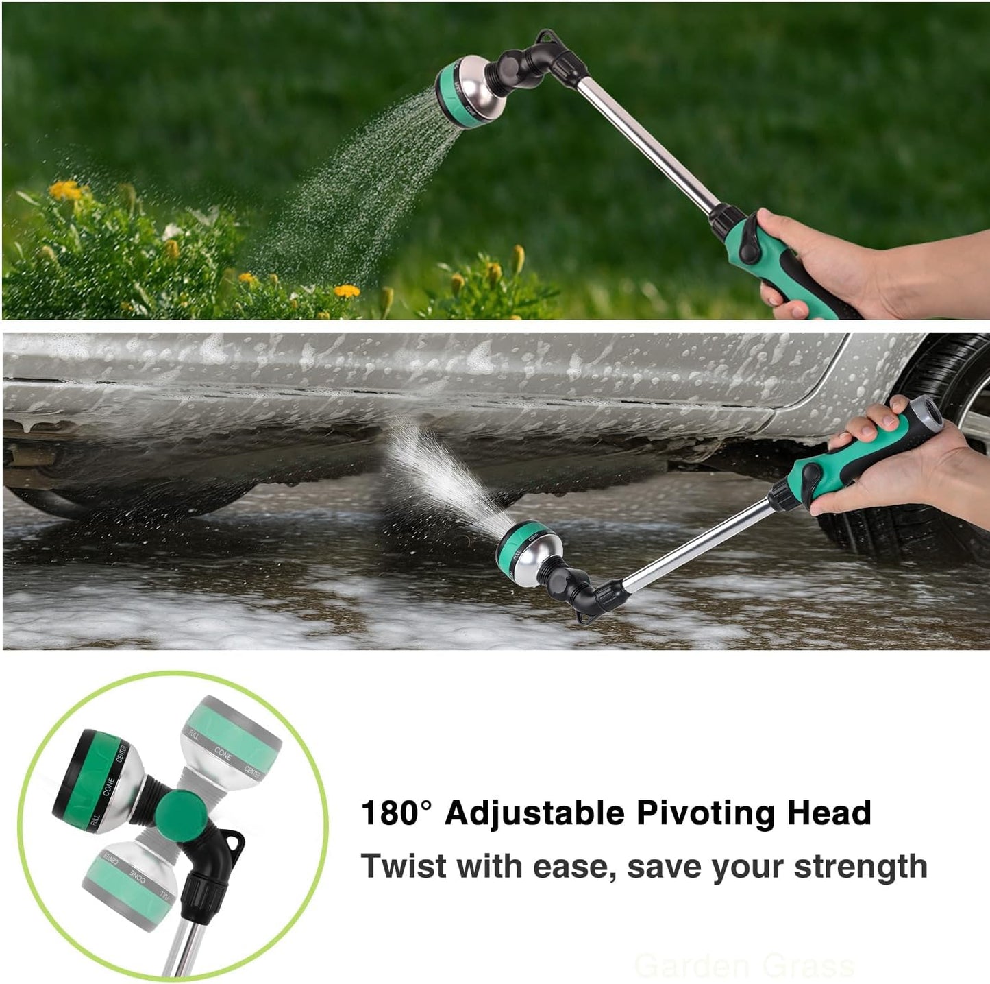 Watering Wand for Garden Hose, 19 Inch, 10 Spray Patterns, Garden Hose Nozzle with Thumb Flow Control, Ideal for Water Plant, Shrubs and Yard
