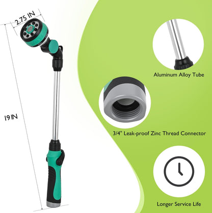 Watering Wand for Garden Hose, 19 Inch, 10 Spray Patterns, Garden Hose Nozzle with Thumb Flow Control, Ideal for Water Plant, Shrubs and Yard