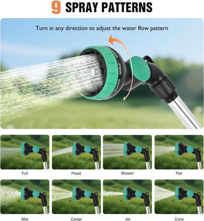 Watering Wand for Garden Hose, 19 Inch, 10 Spray Patterns, Garden Hose Nozzle with Thumb Flow Control, Ideal for Water Plant, Shrubs and Yard