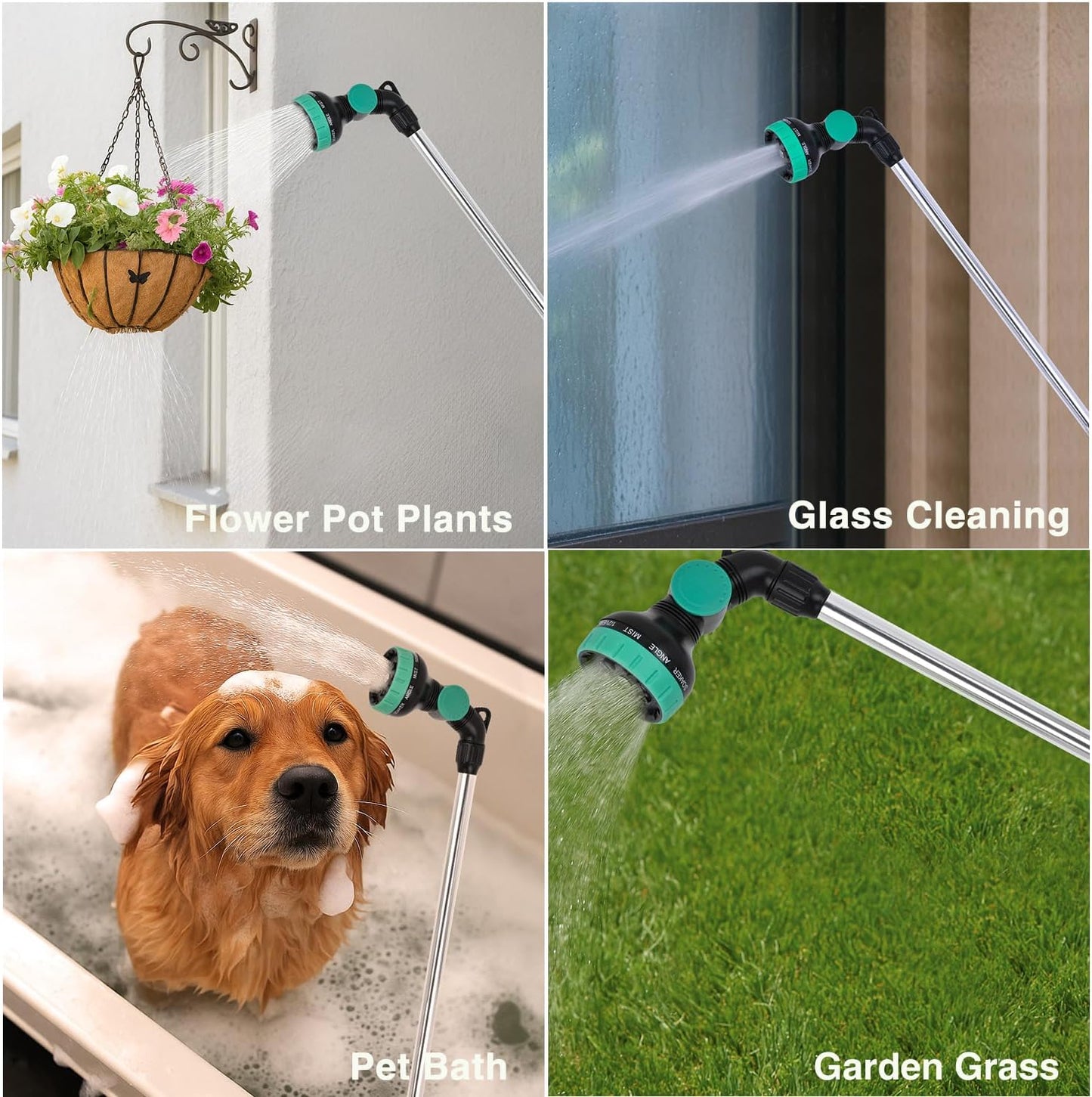 Watering Wand for Garden Hose, 19 Inch, 10 Spray Patterns, Garden Hose Nozzle with Thumb Flow Control, Ideal for Water Plant, Shrubs and Yard