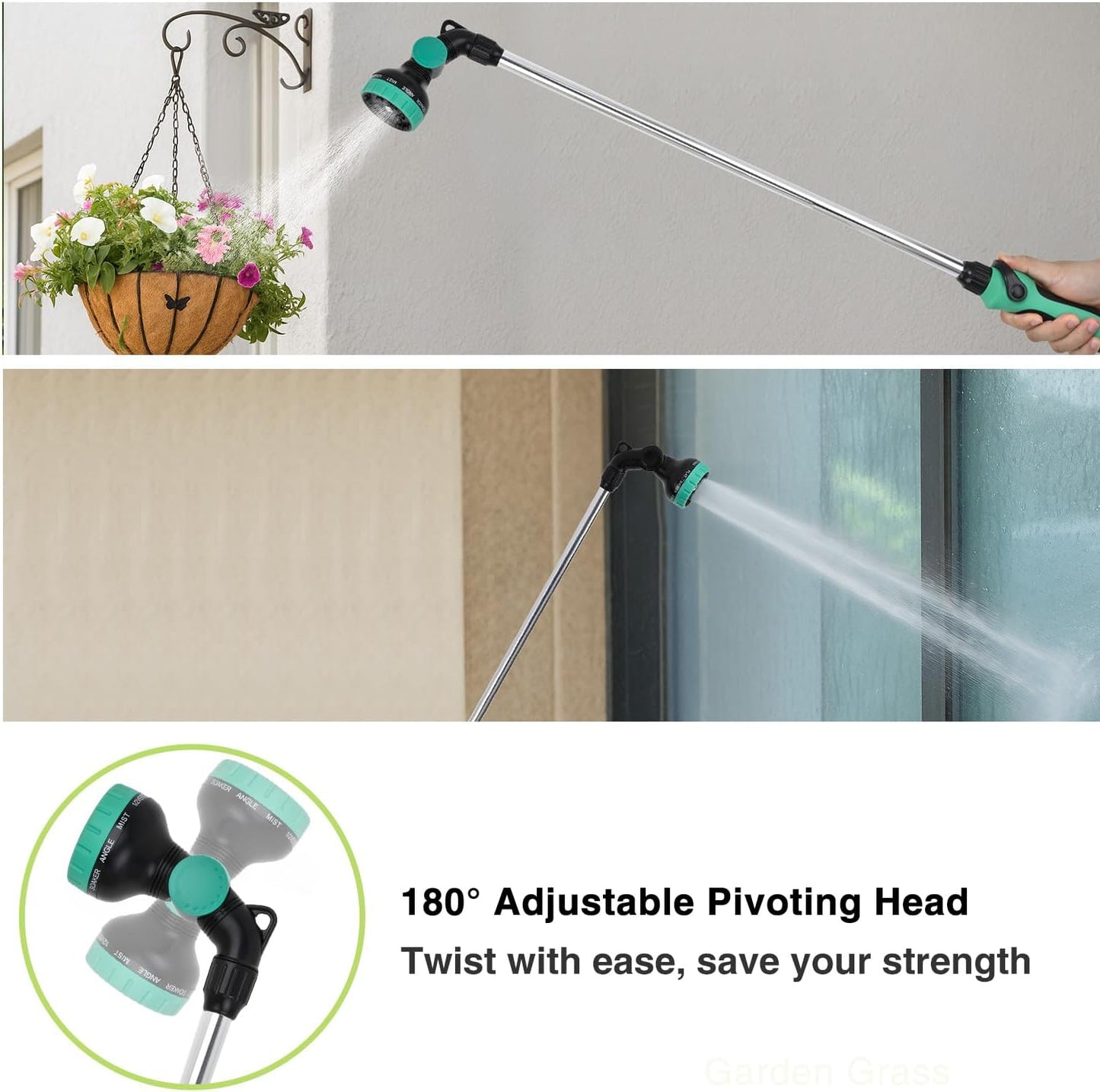 Watering Wand for Garden Hose, 19 Inch, 10 Spray Patterns, Garden Hose Nozzle with Thumb Flow Control, Ideal for Water Plant, Shrubs and Yard