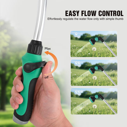 Watering Wand for Garden Hose, 19 Inch, 10 Spray Patterns, Garden Hose Nozzle with Thumb Flow Control, Ideal for Water Plant, Shrubs and Yard