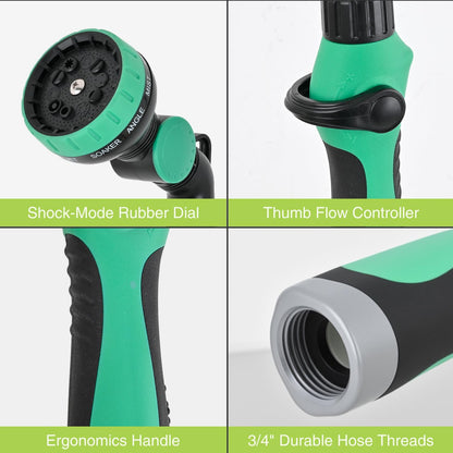 Watering Wand for Garden Hose, 19 Inch, 10 Spray Patterns, Garden Hose Nozzle with Thumb Flow Control, Ideal for Water Plant, Shrubs and Yard