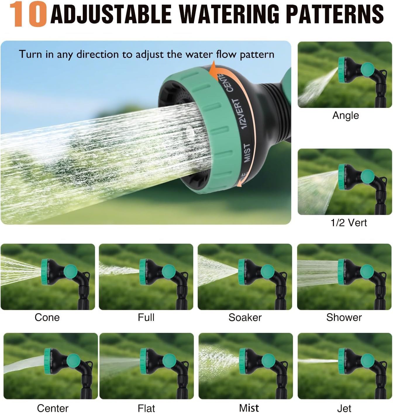Watering Wand for Garden Hose, 19 Inch, 10 Spray Patterns, Garden Hose Nozzle with Thumb Flow Control, Ideal for Water Plant, Shrubs and Yard