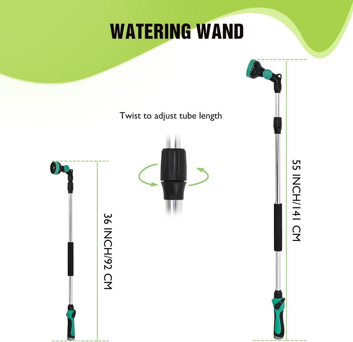 Watering Wand for Garden Hose, 19 Inch, 10 Spray Patterns, Garden Hose Nozzle with Thumb Flow Control, Ideal for Water Plant, Shrubs and Yard