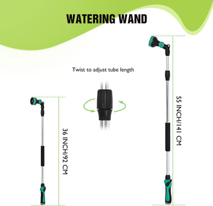 Watering Wand for Garden Hose, 19 Inch, 10 Spray Patterns, Garden Hose Nozzle with Thumb Flow Control, Ideal for Water Plant, Shrubs and Yard