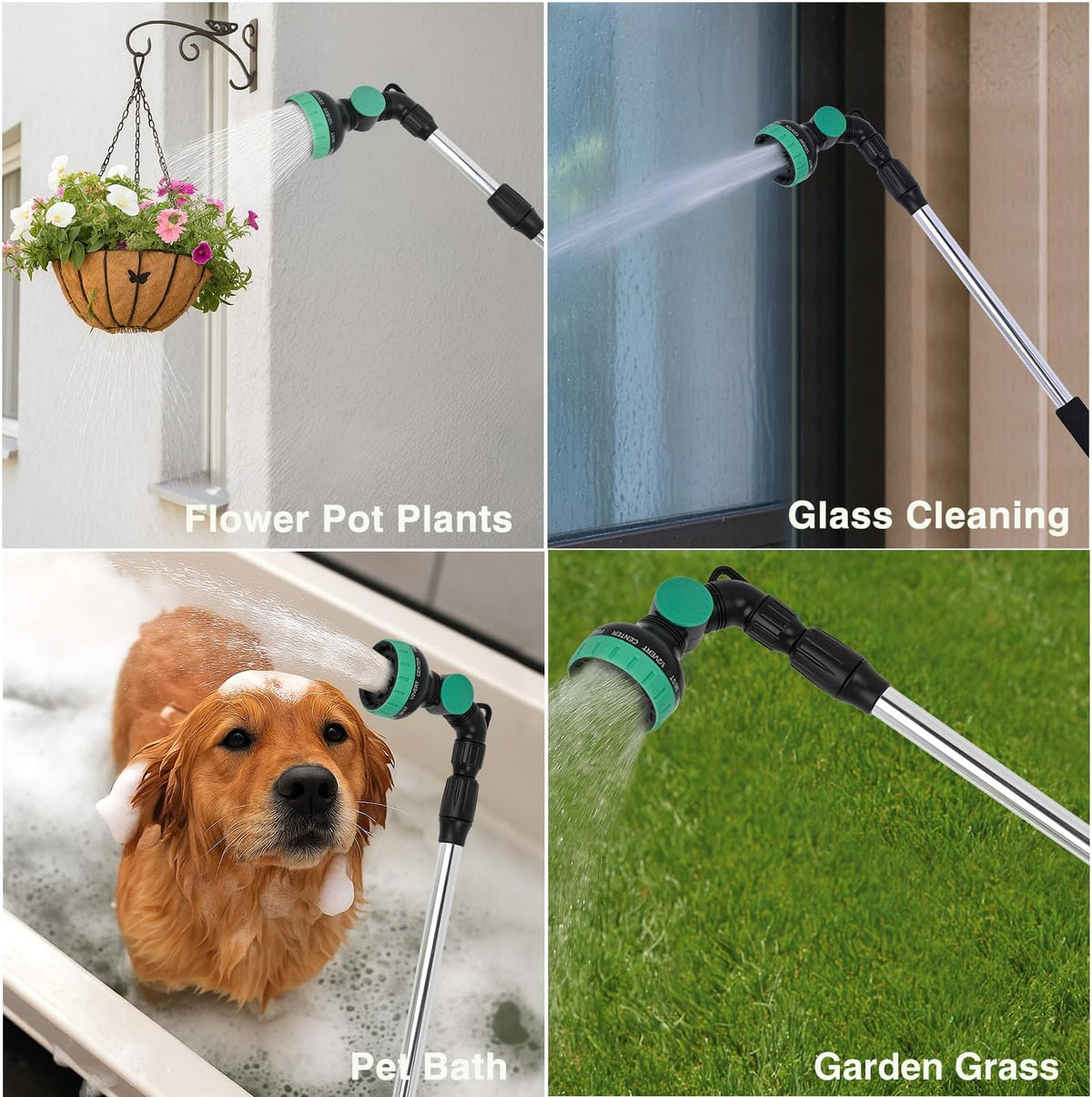 Watering Wand for Garden Hose, 19 Inch, 10 Spray Patterns, Garden Hose Nozzle with Thumb Flow Control, Ideal for Water Plant, Shrubs and Yard