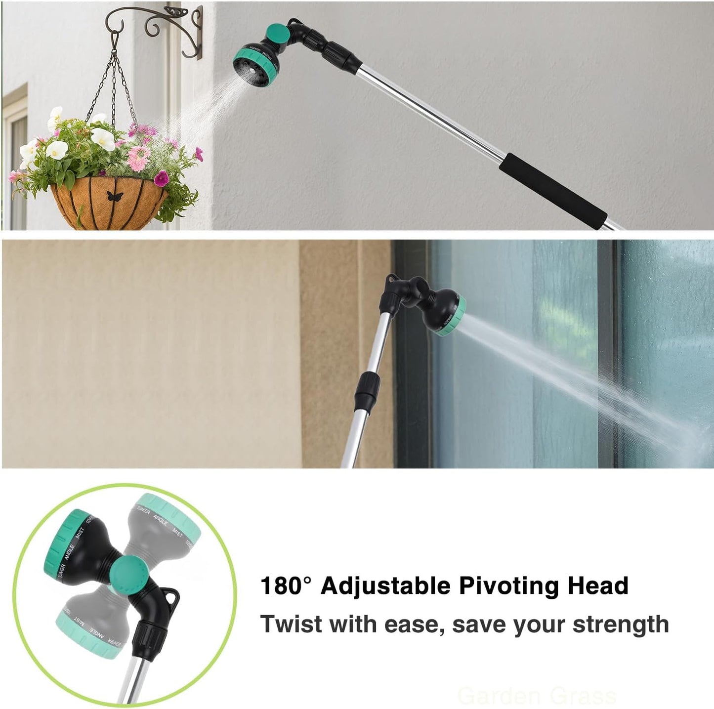 Watering Wand for Garden Hose, 19 Inch, 10 Spray Patterns, Garden Hose Nozzle with Thumb Flow Control, Ideal for Water Plant, Shrubs and Yard