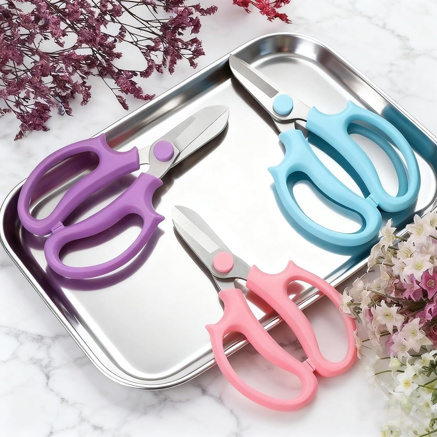 4 PCS Stainless Steel Garden Flower Scissors, Stems, Fruit Picking Trimming