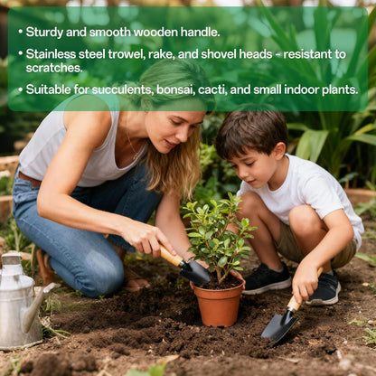 5-Piece Gardening Tool Set with Repotting Mat, Mini Garden Tools for Indoor Plants, Waterproof Potting Mat, Garden Gifts for Women & Men, Succulent Tools Set