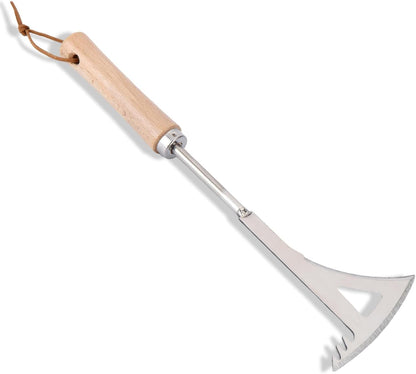 Crack Weeder, 12" Stainless Steel Crevice Weeding Tool with Wood Handle, Axe-Shaped Side-Walk Weed Puller Spatula, for Garden Lawn Yard Patio Terrace Paving Moss, Small Gardening Tool