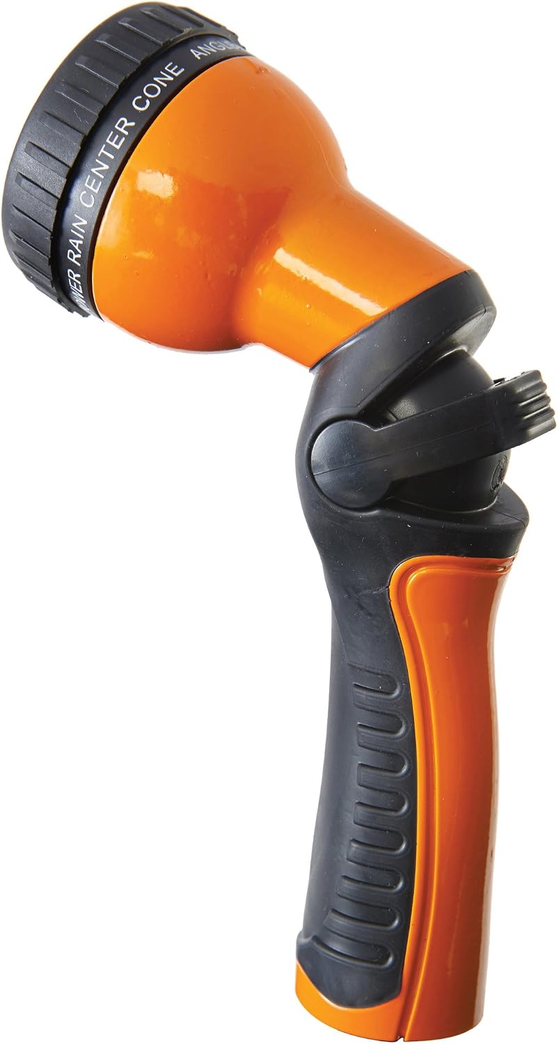 One Touch Revolution 9 Pattern Spray Gun with Thumb Control Water Flow, Perfect for Water Restricted Areas when Watering Plants, Pots, Baskets, Vegetables, Orange