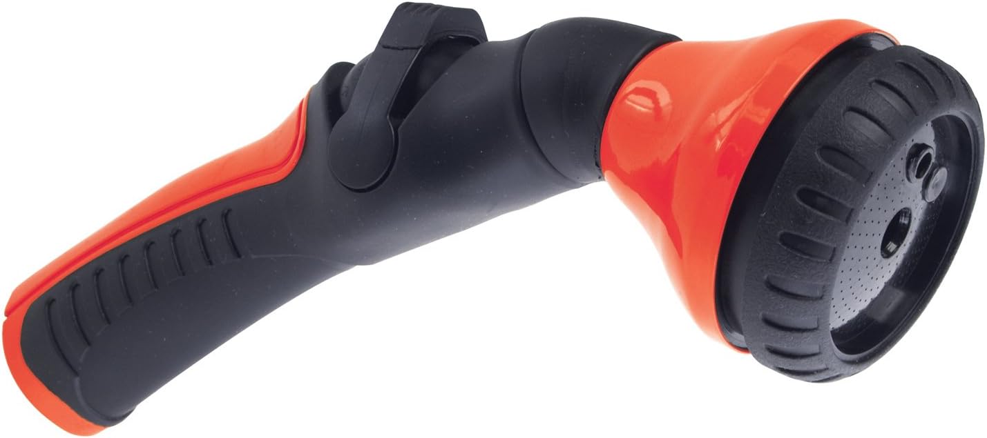 One Touch Revolution 9 Pattern Spray Gun with Thumb Control Water Flow, Perfect for Water Restricted Areas when Watering Plants, Pots, Baskets, Vegetables, Orange