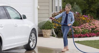 One Touch Revolution 9 Pattern Spray Gun with Thumb Control Water Flow, Perfect for Water Restricted Areas when Watering Plants, Pots, Baskets, Vegetables, Orange