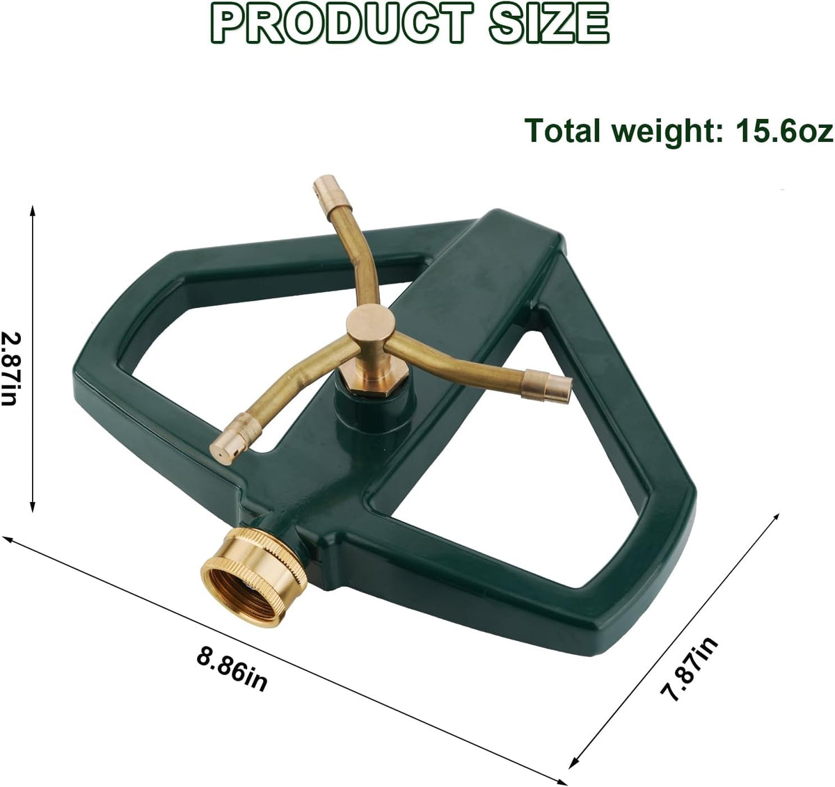 Metal Rotating Water Sprinkler for Lawn,Brass 3 Arm Impact Heavy Duty Whirling Circular Sprinkler，Suitable for Small lawns and Gardens, Yards