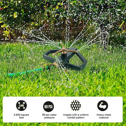 Metal Rotating Water Sprinkler for Lawn,Brass 3 Arm Impact Heavy Duty Whirling Circular Sprinkler，Suitable for Small lawns and Gardens, Yards