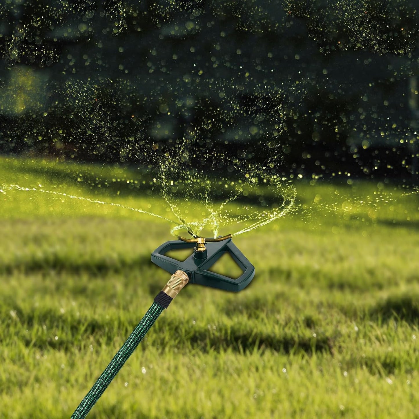 Metal Rotating Water Sprinkler for Lawn,Brass 3 Arm Impact Heavy Duty Whirling Circular Sprinkler，Suitable for Small lawns and Gardens, Yards