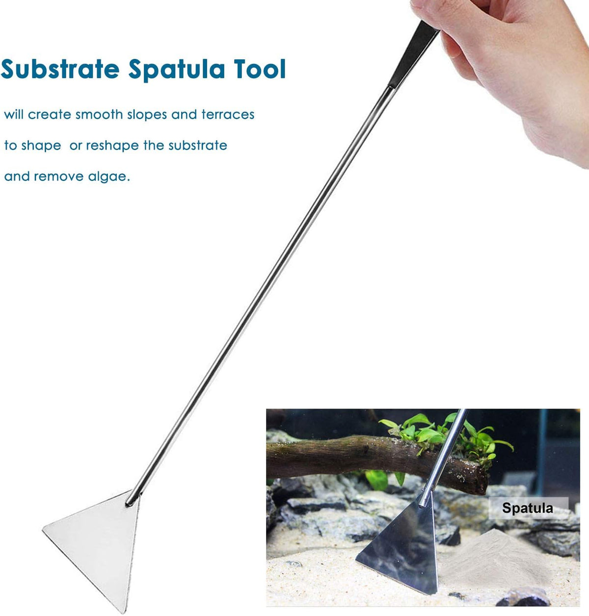 Aquascape Long Stainless Steel Plant Tools Set - Aquarium Tweezers, Scissors, Spatula, Algae Scrapers - Fish Tank Cleaning Kit