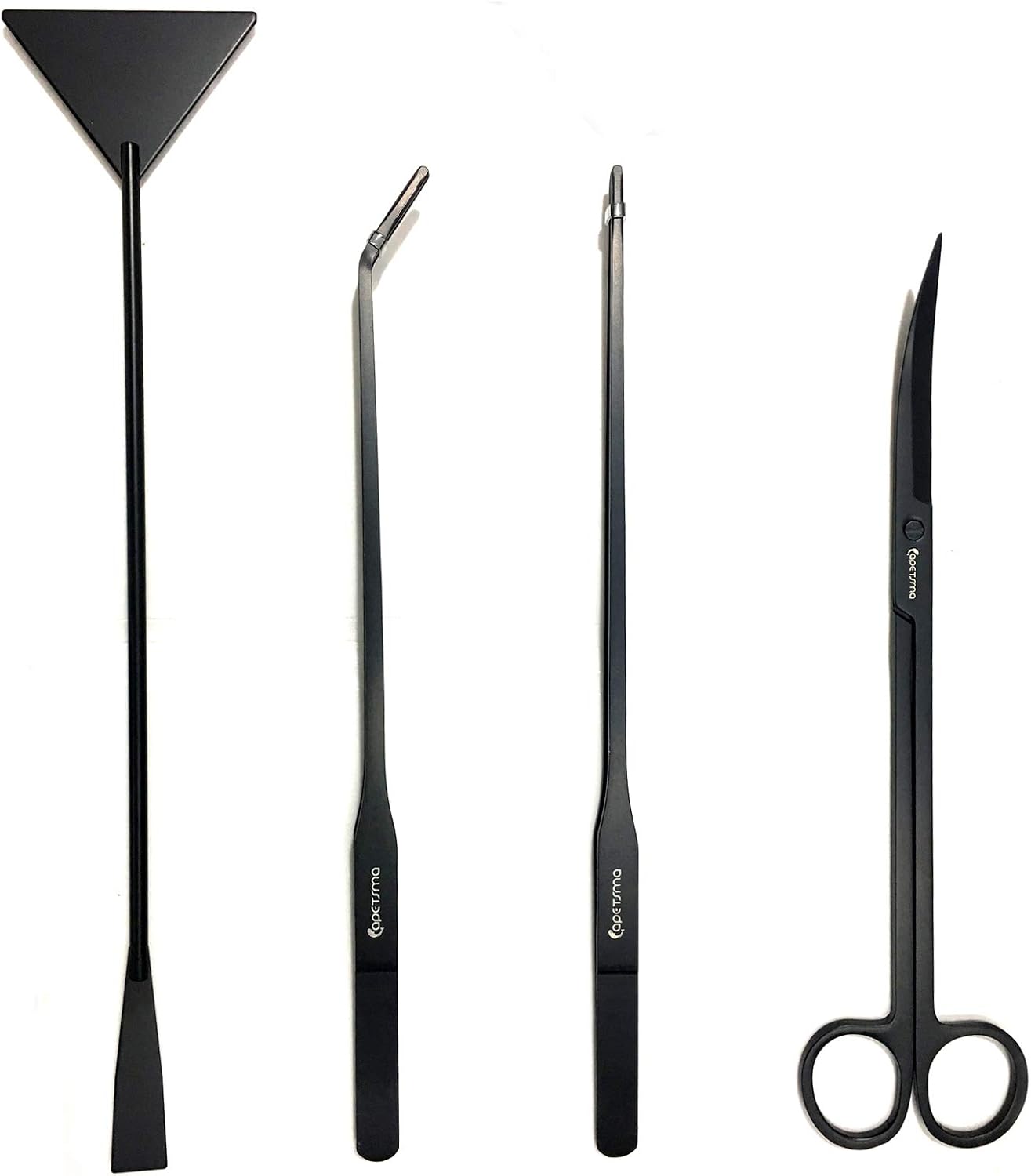 Aquascape Long Stainless Steel Plant Tools Set - Aquarium Tweezers, Scissors, Spatula, Algae Scrapers - Fish Tank Cleaning Kit