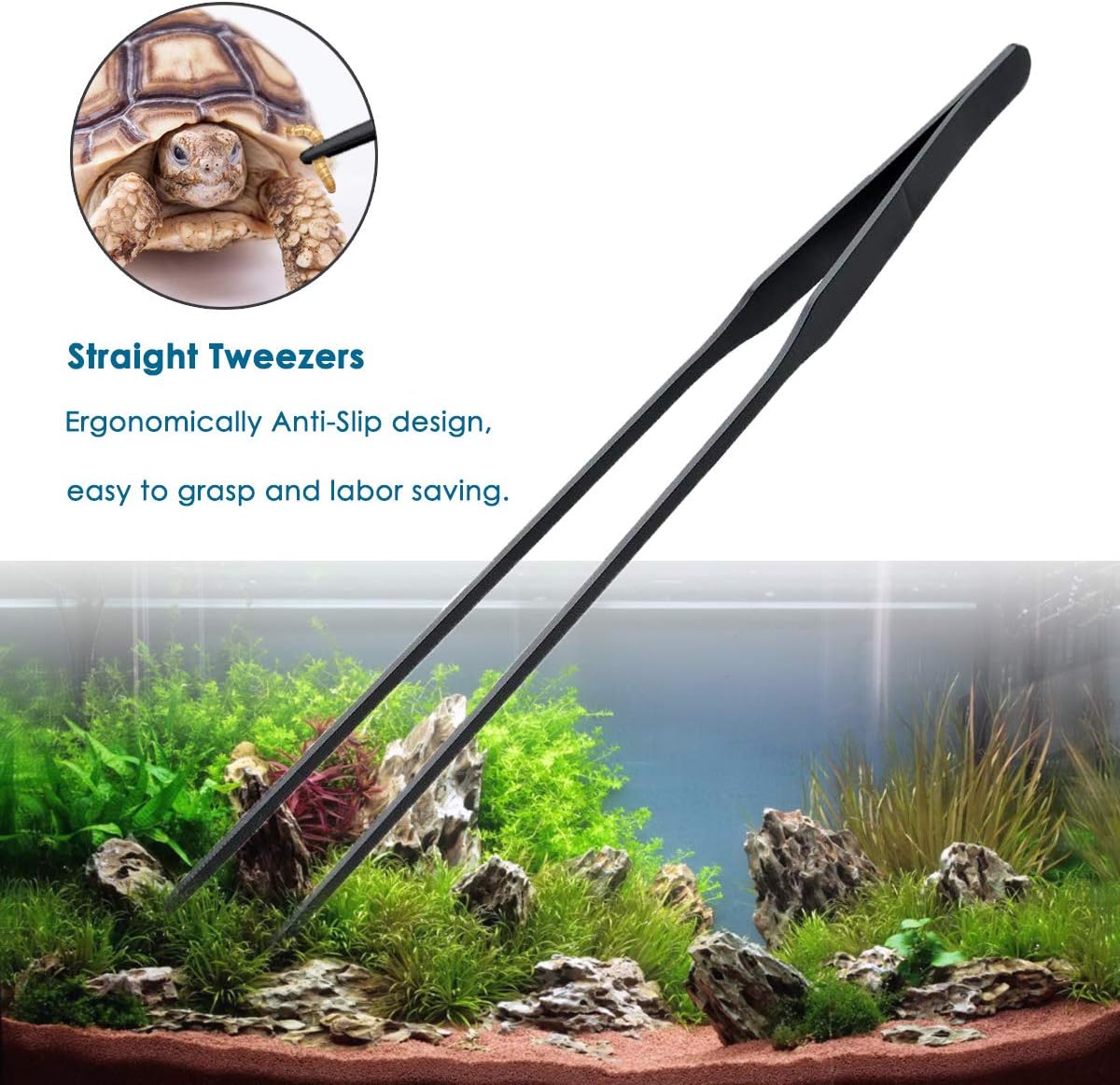 Aquascape Long Stainless Steel Plant Tools Set - Aquarium Tweezers, Scissors, Spatula, Algae Scrapers - Fish Tank Cleaning Kit
