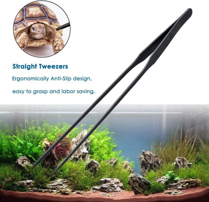 Aquascape Long Stainless Steel Plant Tools Set - Aquarium Tweezers, Scissors, Spatula, Algae Scrapers - Fish Tank Cleaning Kit