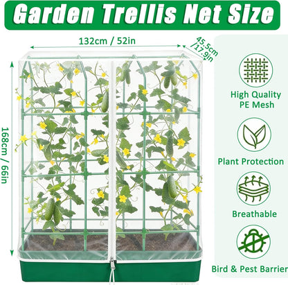52" x 18'' x 66'' Garden Bird Netting Plant Cover for Cucumber Trellis