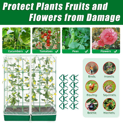 52" x 18'' x 66'' Garden Bird Netting Plant Cover for Cucumber Trellis