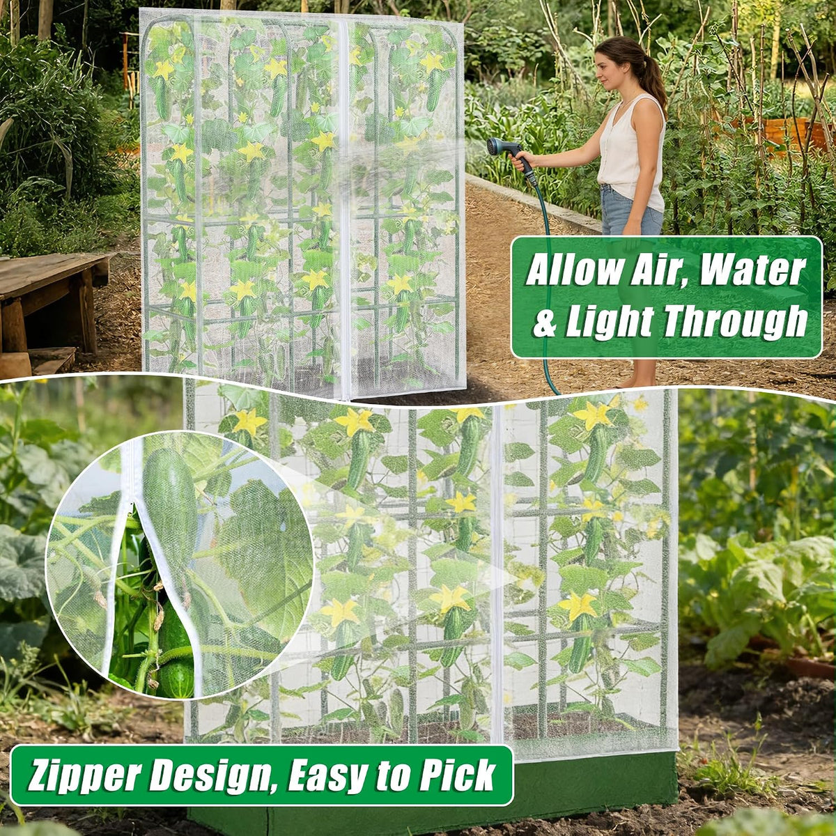 52" x 18'' x 66'' Garden Bird Netting Plant Cover for Cucumber Trellis